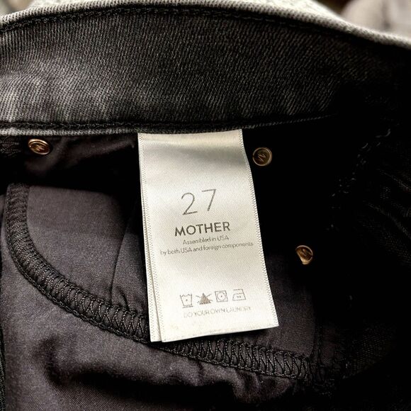 GUC Mother The Rascal Ankle Snippet Jeans 27 Dear Mr. Black Cropped Slim Raw Hem - Picture 7 of 13